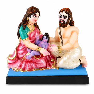 Niharika Collections Devaki and Vasudev with Baby Krishna Clay Terracotta Idol | Spiritual and Cultural Art | Home Décor & Gift