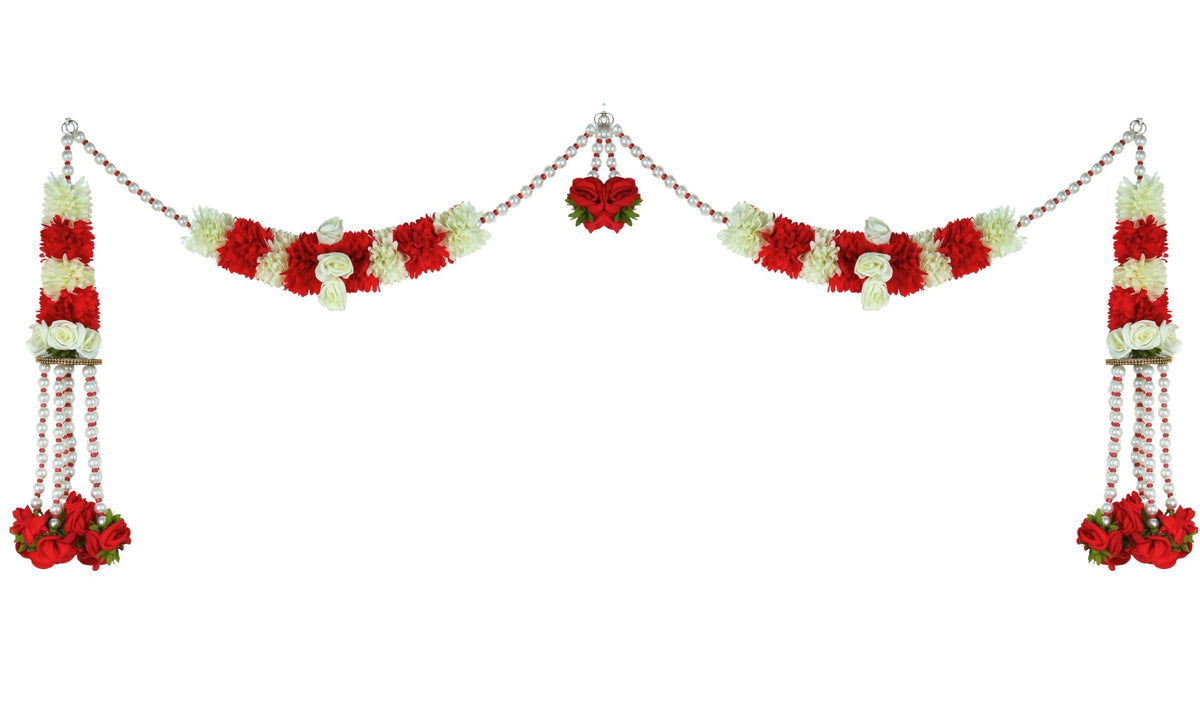 Rajani Pearl Doorset Toran,Hanging for Main Door Entrance, Reusable Thoran for Mandir & Living Room Dcor, Bandarwal for Festival Decoration (12x42 inch)