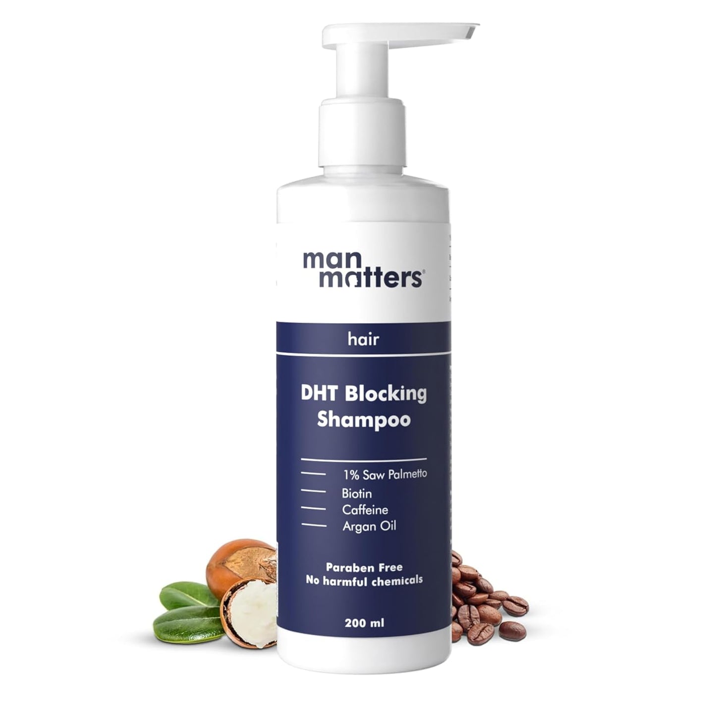 Man Matters Anti Hair Fall DHT Blocking Shampoo With Argan Oil, Biotin, Caffeine - Indyancart