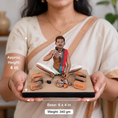 Niharika Collections Krishnanagar Handmade Clay Gift & Décor | Standard- Sitting Human Figure Miniature Idol - Brick Breaker
