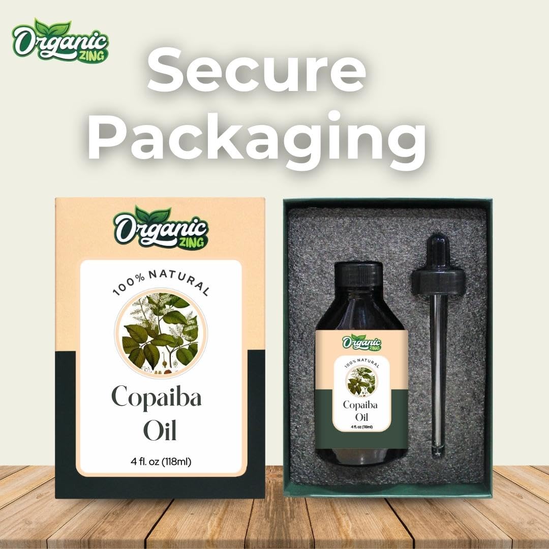 Organic Zing Copaiba (Copaifera officinalis) Oil | Pure & Natural Essential Oil for Skincare, Aroma and Diffusers