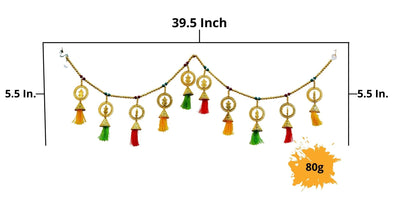 Kalash Pearl Beads Toran, Traditional Toranam, Pom Pom Hanging Bandarwal for Main Entrance Door Pooja Room Wall Home Decoration Handmade Latest Traditional Design (Type 12)