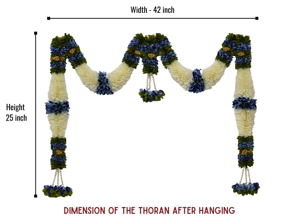 Orange & Green Hanging Artificial Flower Toran for Main Door Entrance, Reusable Thoran for Pooja Mandir, Living Room & Home Décor, Bandarwal for Festival Decoration (42x25 inch)