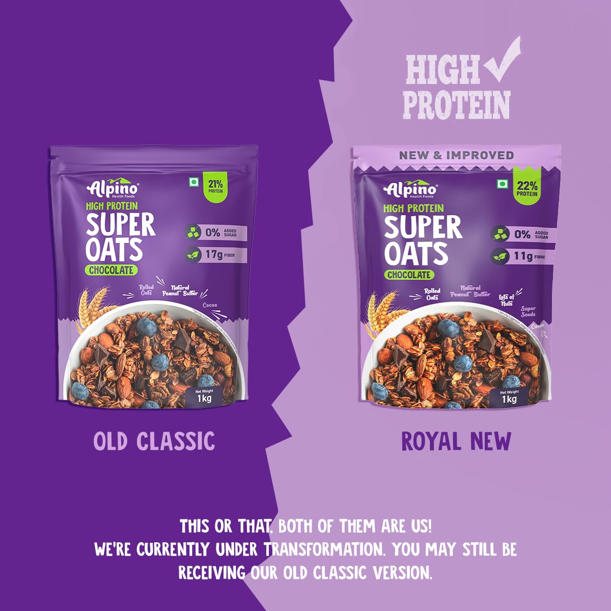 Alpino High Protein Super Rolled Oats Chocolate - Indyancart