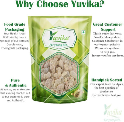 Yuvika Gond Kondru Boswellia Serrata gum, natural Ayurvedic shallaki gum in a transparent container, used in traditional medicine.