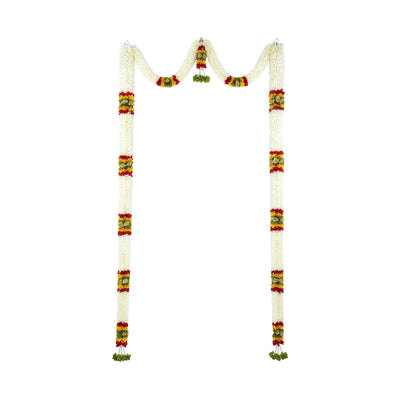 Toran for Main Door Entrance, Bandarwal for Festival, Pooja Mandir & Wedding, Handmade Traditional Flower Hanging for Home & Office Decor (42 inches 80 inches) White & Yellow