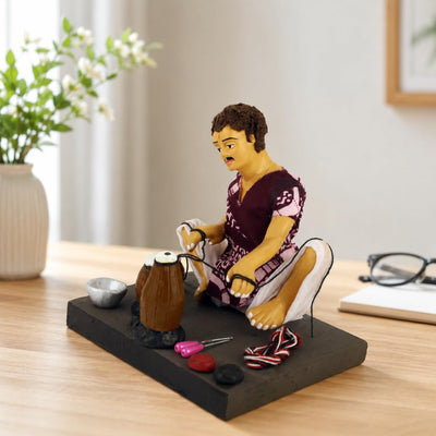 Niharika Collections Krishnanagar Handmade Clay Gift & Décor | Basic- Sitting Human Figure Miniature Idol - Musical Instruments Maker