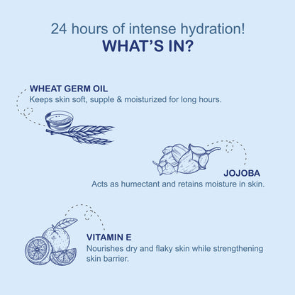 Joy Intense Moisture Dryness Repair Body Lotion with vitamin E and jojoba for 24-hour softness and winter skin hydration.