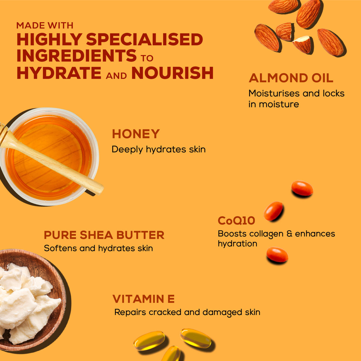 Joy Honey & Almonds nourishing body lotion with shea and vitamin E, ideal for winter skin care, shown in the image.