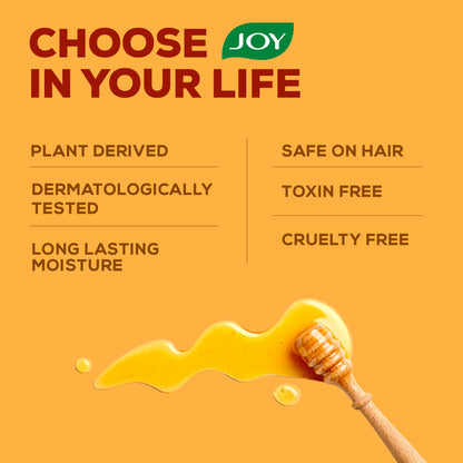 Joy Honey & Almonds nourishing body lotion with shea butter and vitamin E, ideal for winter skin care.