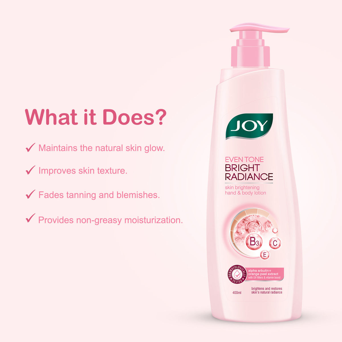 Joy Even Tone Brightening Lotion With Niacinamide & Alpha Arbutin, Summer Care