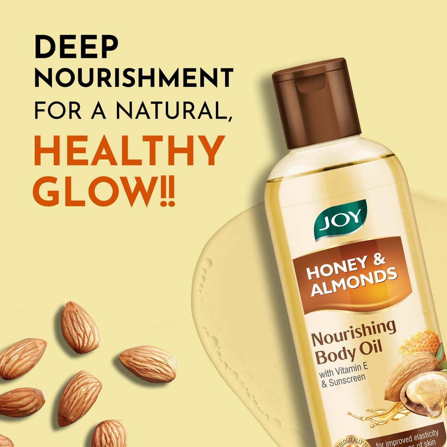 Joy Body Oil for Glowing Skin, Nourishing, Non-Greasy, Quick Absorbing, Honey & Almond