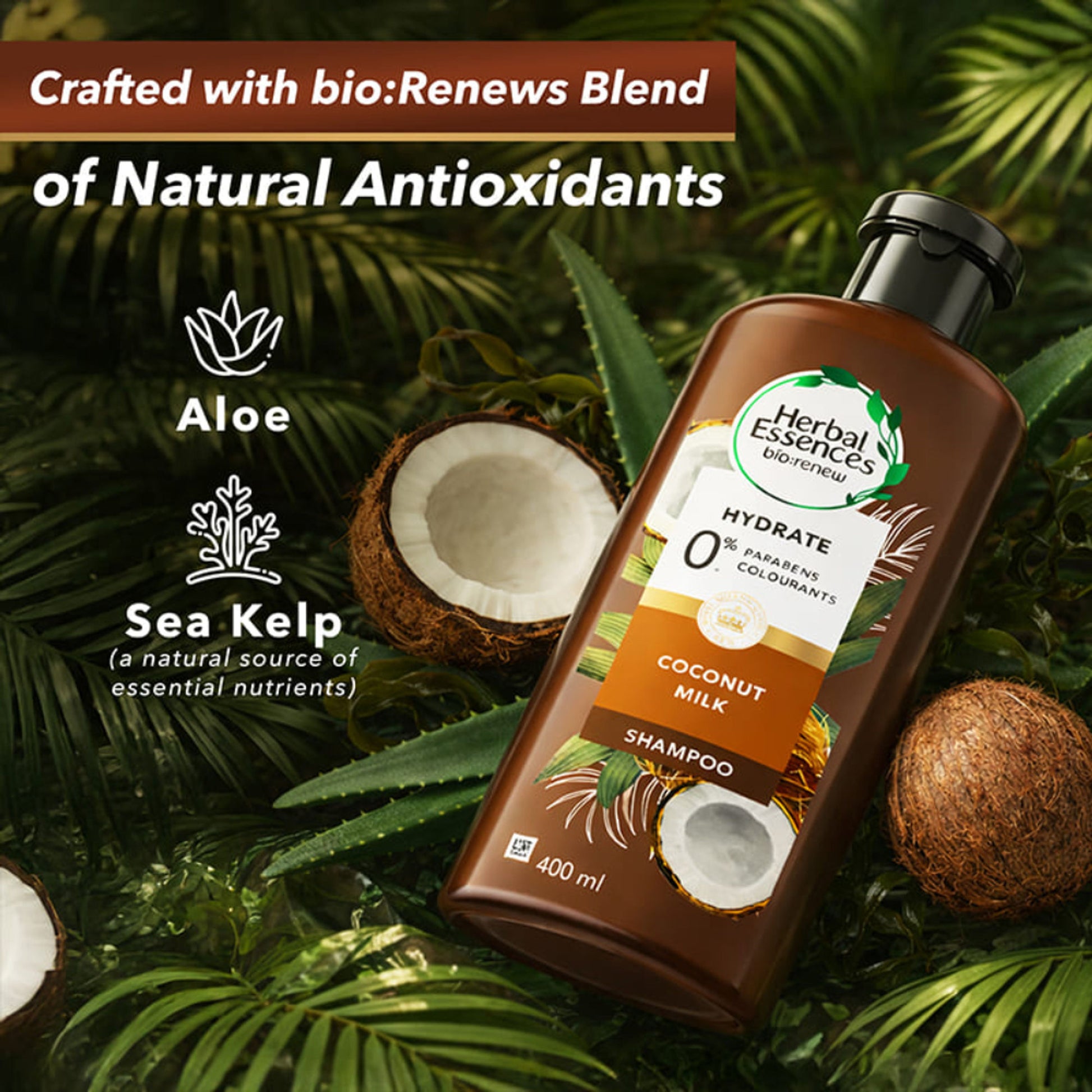 Herbal Essences Coconut Milk Shampoo For Hydration & Softness - No Parabens- No Colourants