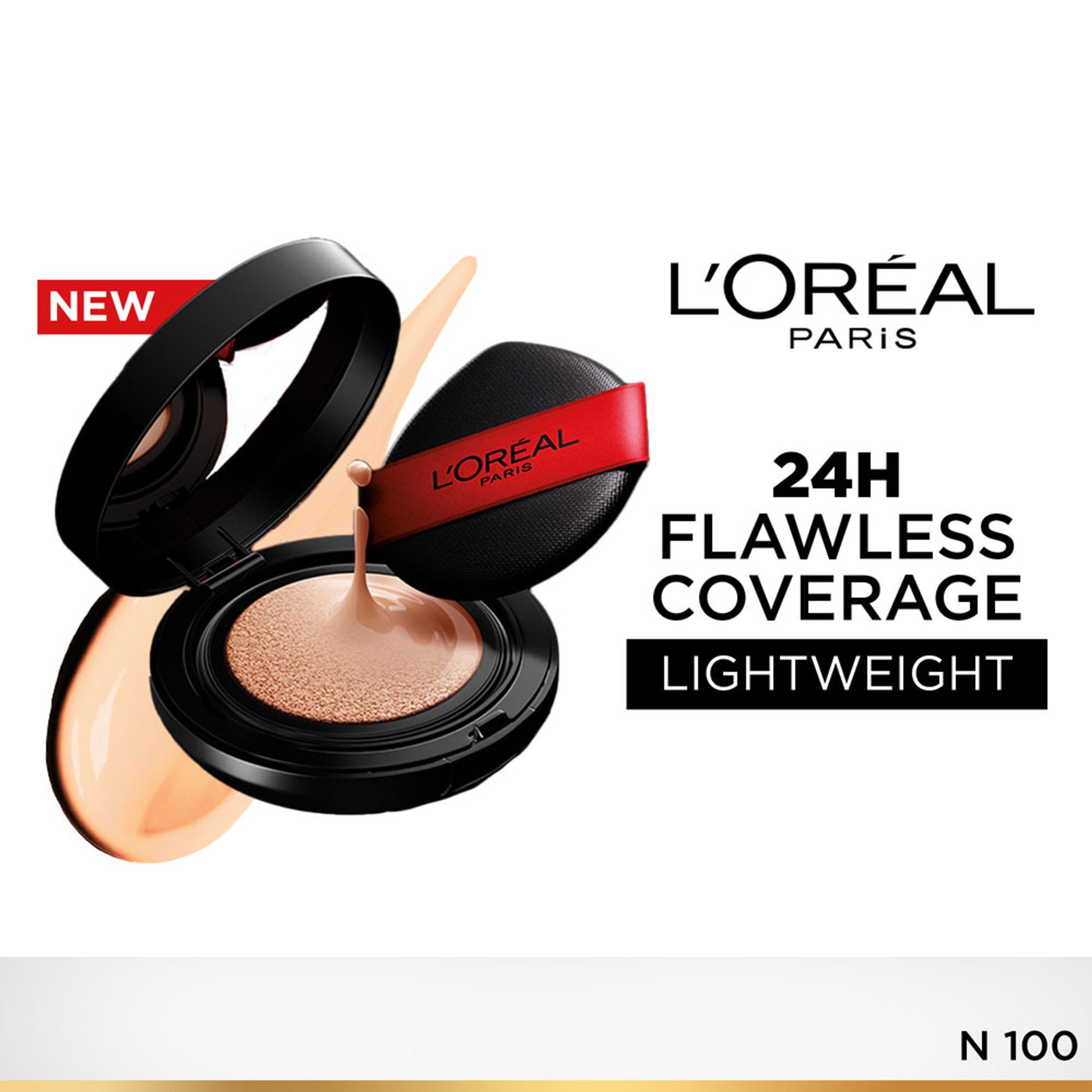 L'Oreal Paris Infallible Cushion Foundation, 24H Flawless Coverage, No Oxidation - N 100