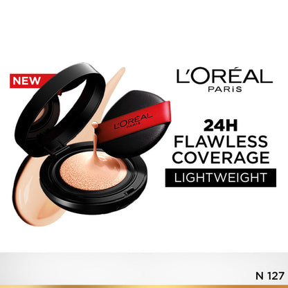 L'Oreal Paris Infallible Cushion Foundation, 24H Flawless Coverage, No Oxidation - N 127