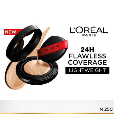 L'Oreal Paris Infallible Cushion Foundation, 24H Flawless Coverage, No Oxidation - N 250