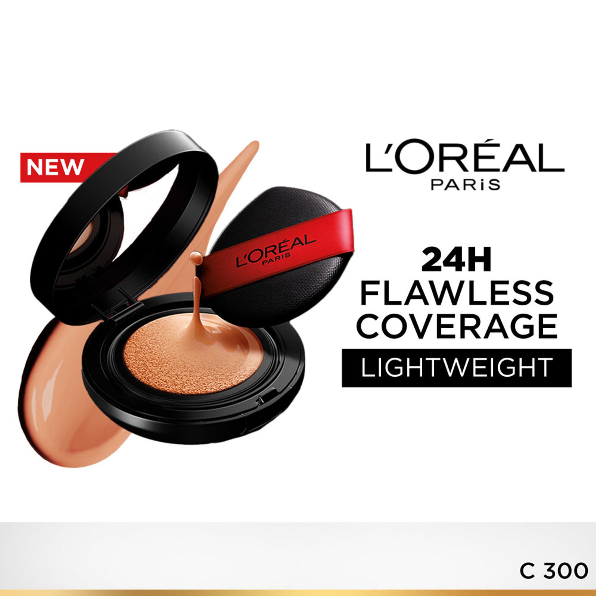 L'Oreal Paris Infallible Cushion Foundation, 24H Flawless Coverage, No Oxidation - C 300