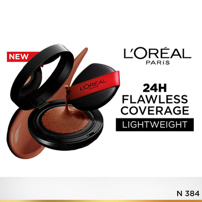 L'Oreal Paris Infallible Cushion Foundation, 24H Flawless Coverage, No Oxidation - N 384