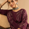 Dhiyona IE Embroidered Three-Quarter Sleeves Pure Cotton Tunic & Trouser