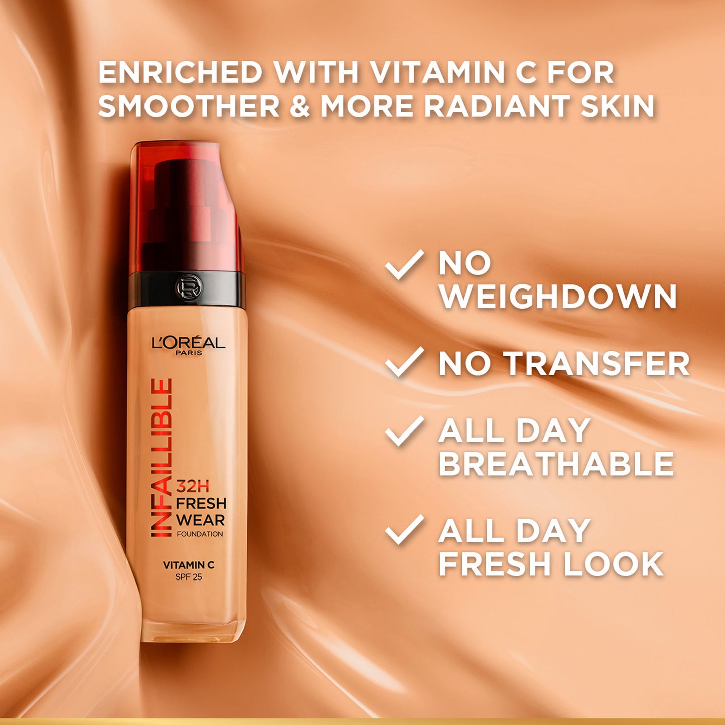 L'Oreal Paris Infallible 32H Fresh Wear Foundation - 145 Rose Beige