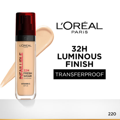 L'Oreal Paris Infallible 32H Fresh Wear Foundation - 220 Sand
