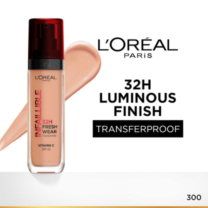 L'Oreal Paris Infallible 32H Fresh Wear Foundation - 300 Amber