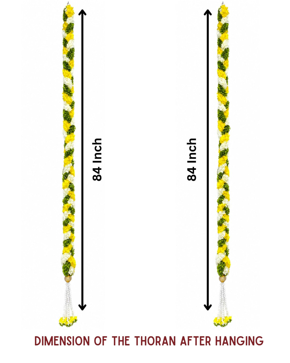 Artificial Flower Thoran Garland for Door Decoration | Parrot Green Lemon & Cream Floral Hanging for Diwali, Wedding, Pooja & Festive Home Décor | Traditional Toran Mala (84 Inch)