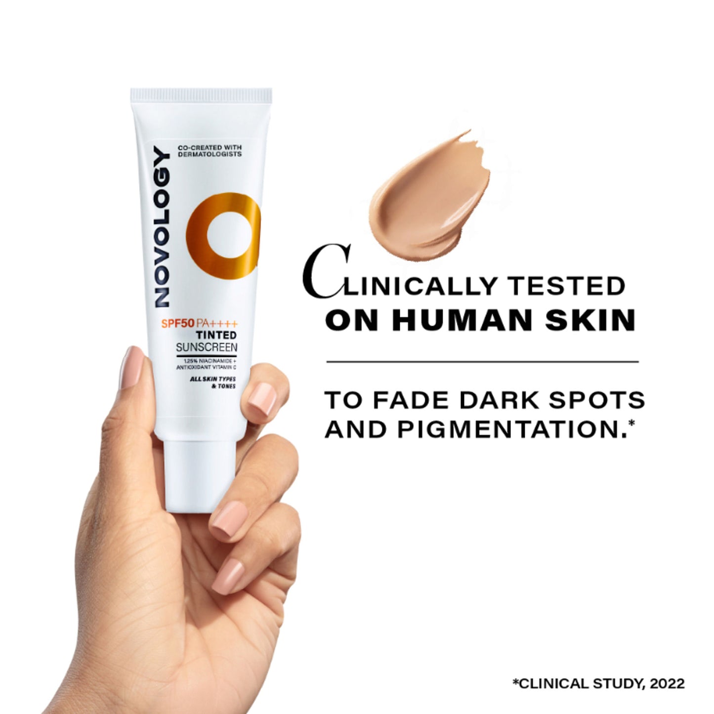 Novology SPF 50 PA++++ Tinted Sunscreen, For Pigmentation, Dark Spots, All Skin Types,Natural Finish