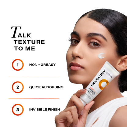 Novology SPF 50 PA++++ Ultra Light Gel Sunscreen, Reduces Acne & Sebum, Non Greasy, Invisible Finish