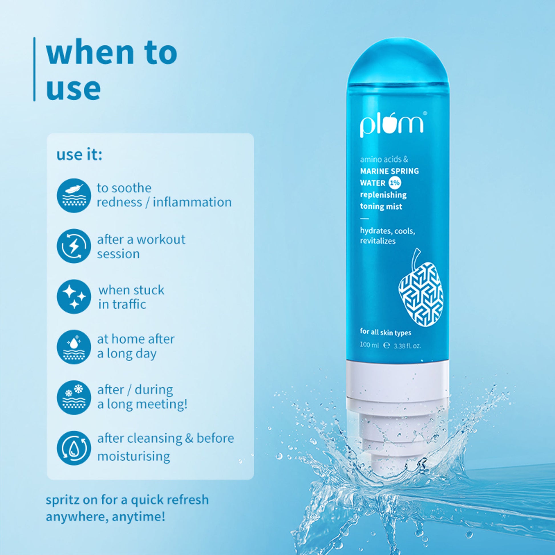 Plum 1% Marine Spring Water Replenishing Toning Mist