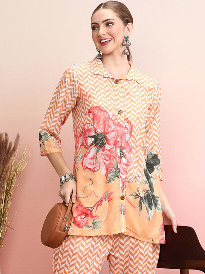 Dhiyona IE Floral Printed Shirt With Trousers