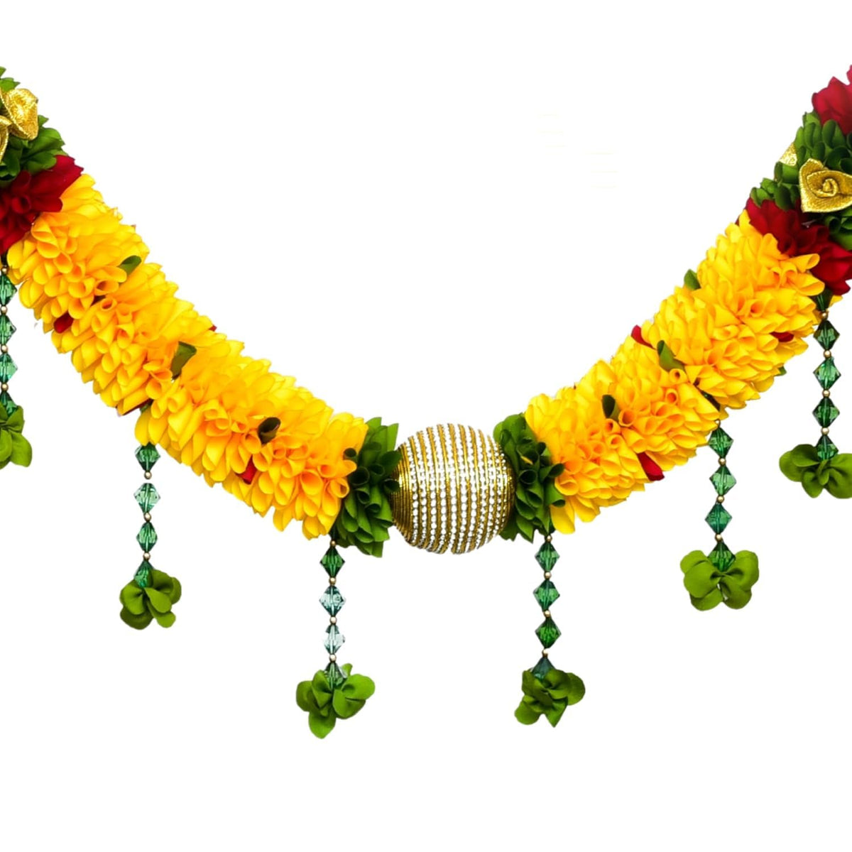 Toran for Main Door Entrance, Bandarwal for Festival, Pooja Mandir & Wedding, Handmade Traditional Flower Hanging for Home & Office Decor (42 inches 30 inches) Yellow