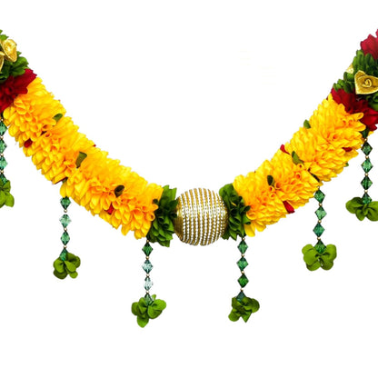 Toran for Main Door Entrance, Bandarwal for Festival, Pooja Mandir & Wedding, Handmade Traditional Flower Hanging for Home & Office Decor (42 inches 30 inches) Yellow