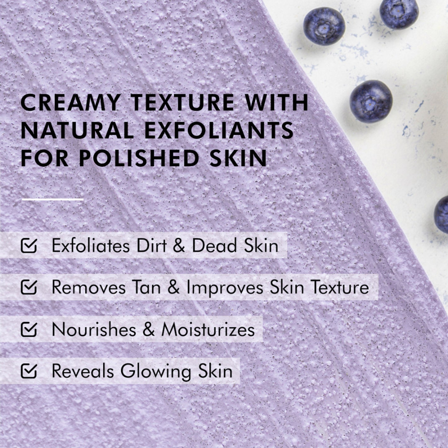 MCaffeine Blueberry Breeze Body Scrub For Glowing Skin, Exfoliates & Removes Tan