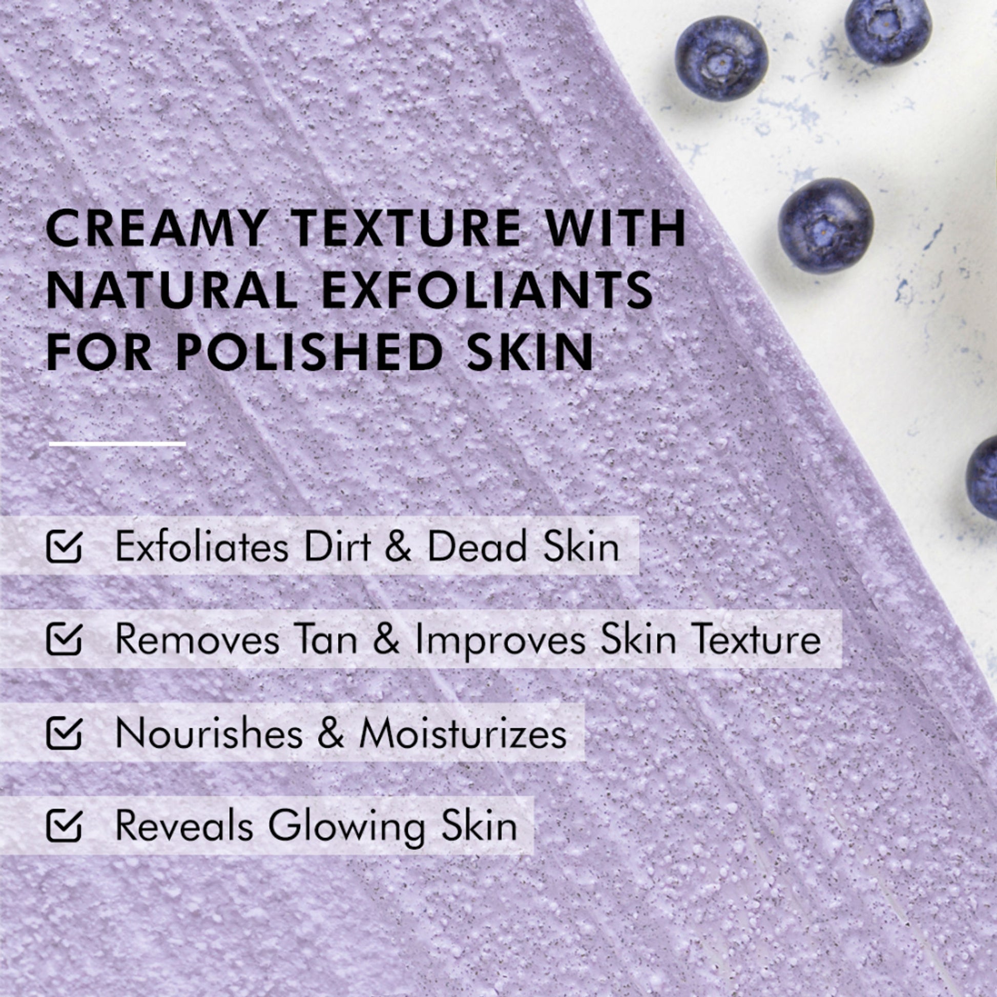 MCaffeine Blueberry Breeze Body Scrub For Glowing Skin, Exfoliates & Removes Tan