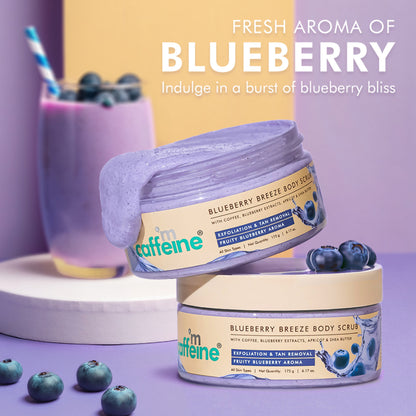 MCaffeine Blueberry Breeze Body Scrub For Glowing Skin, Exfoliates & Removes Tan
