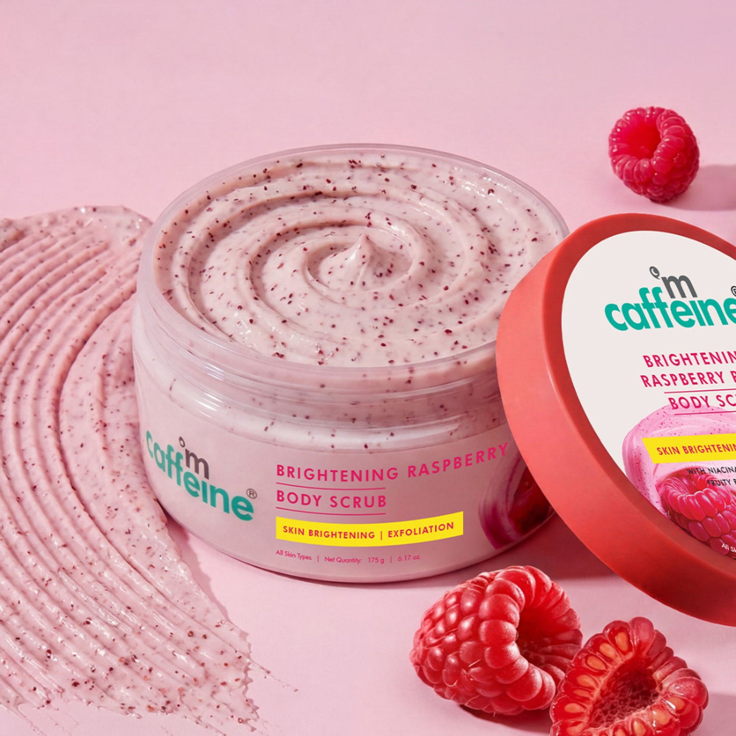 Mcaffeine Brightening Raspberry Rush Body Scrub Removes Tan & Brightens Skin