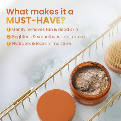 MCaffeine Caramel Eclairs Coffee Body Scrub, Smooth Skin & Reduces Tan, 10% Coffee Grounds & AHA