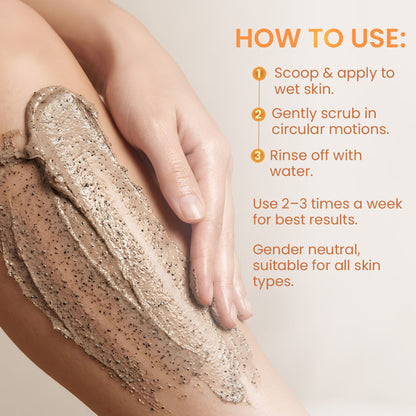 MCaffeine Caramel Eclairs Coffee Body Scrub, Smooth Skin & Reduces Tan, 10% Coffee Grounds & AHA