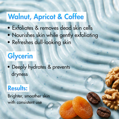 MCaffeine By Blues Brightening & Exfoliating Body Scrub, 6% Multi-Action Actives with Niacinamide