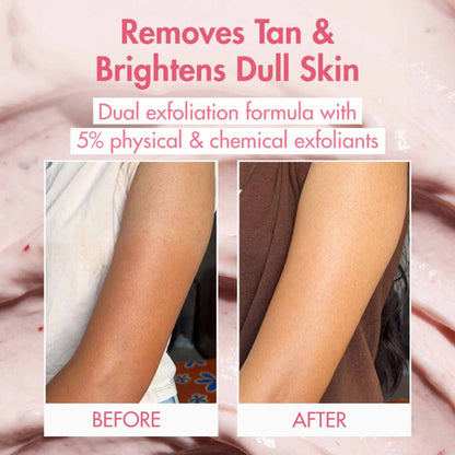 MCaffeine Guava De-Tan Body Scrub, 5% Natural & Chemical Exfoliants, Reduces Tan & Brightens Skin