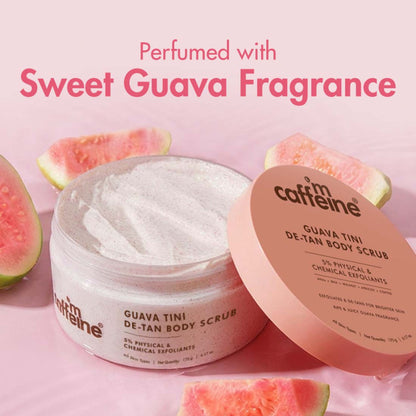 MCaffeine Guava De-Tan Body Scrub, 5% Natural & Chemical Exfoliants, Reduces Tan & Brightens Skin