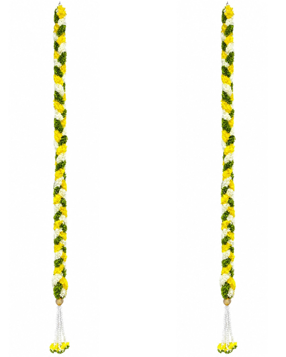 Artificial Flower Thoran Garland for Door Decoration | Parrot Green Lemon & Cream Floral Hanging for Diwali, Wedding, Pooja & Festive Home Décor | Traditional Toran Mala (84 Inch)