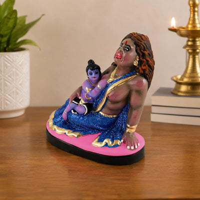 Niharika Collections Krishna's Putna Vadh Terracotta Idol | Spiritual and Cultural Art | Handmade Décor & Gift