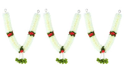 Handcrafted Artificial Flower Garland, 20 Inches Garland for Photo Frame, God Idol, Home Decor, Ugadi, Sankranti, Varalakshmi, Diwali, Navaratri & Wedding (Pack of 3)