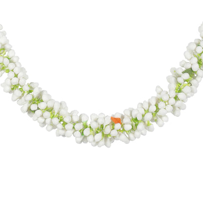 Flower Garland for Pooja Mandir Decoration, Hanging Mala for Photo Frame, Decorative Haar Mala for God Idols, Photo Frames of Loved Ones, Ancestors, Pitra & Pooja Room Dcor (White)
