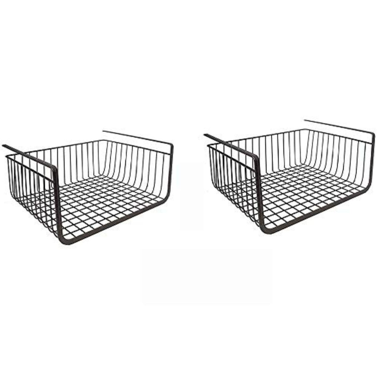 Go Hooked 16 Inch Under Shelf Basket Black Powder Coated Iron for Maximum Storage Efficiency Optimize Your Space for Kitchen and Pantry Home and Office Set of 2