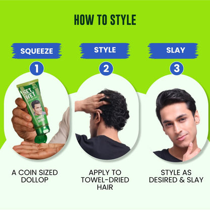 Set Wet Hair Gel for Men Vertical Hold Strong Hold High Shine