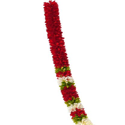 Flower Garland for Pooja Mandir Decoration, 40 Inches Hanging Mala for Photo Frame, Haar Mala for God Idols, Photo Frames of Loved Ones, Ancestors, Pitra & Pooja Room Décor (Red)