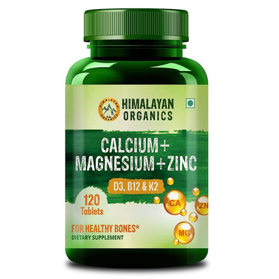Himalayan Organics Plant Based Calcium + Magnesium + Zinc, D3+K2 Vegetarian Capsules
